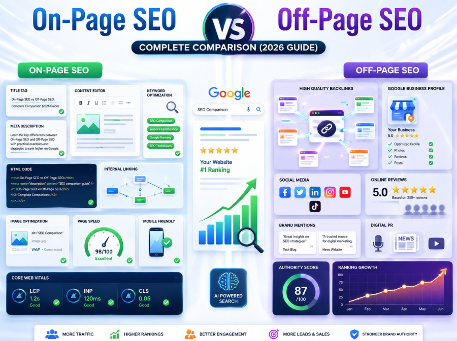 On-Page SEO vs Off-Page SEO: Complete Comparison